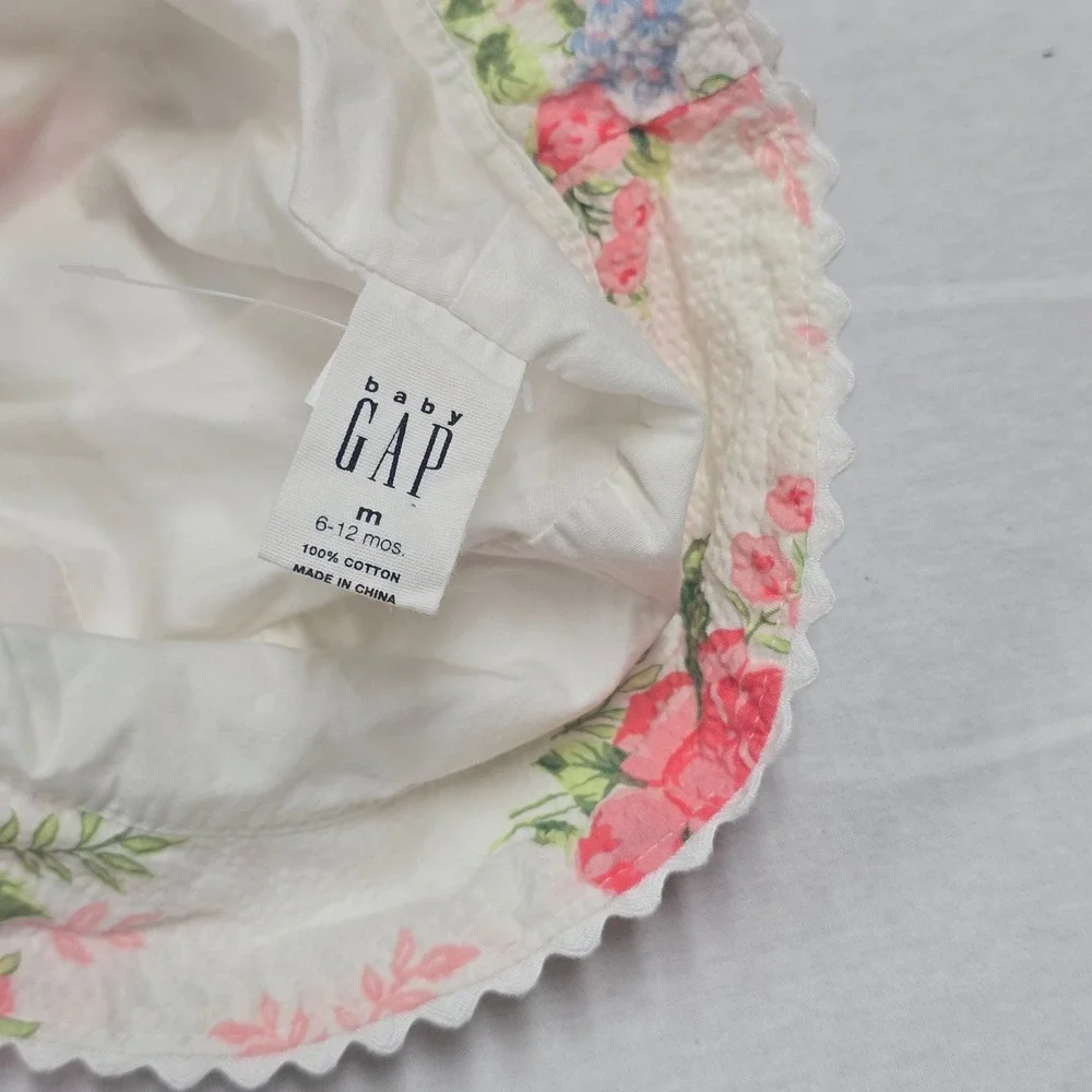 Baby Gap Vintage 2000s Shabby Floral Dress Bloomers Bucket Hat Set 3-6M
